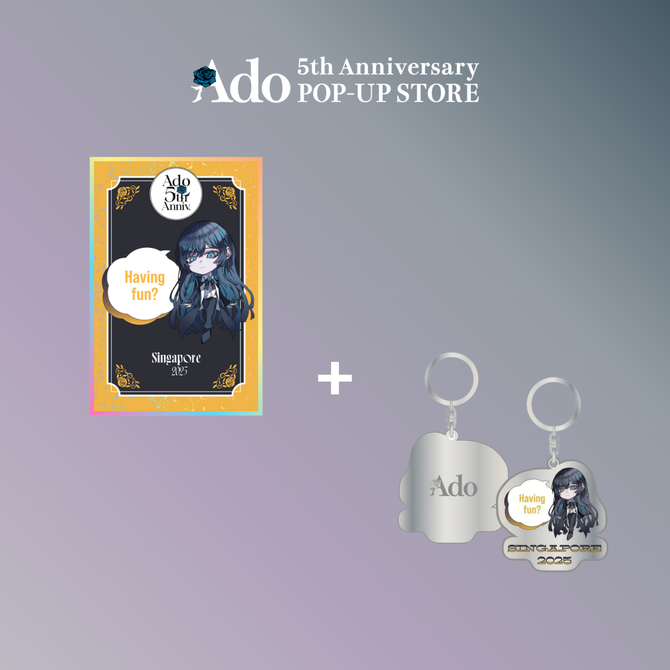 ADO 5th Anniversary POP UP STORE Holographic Card + Keychain (Singapore Exclusive)