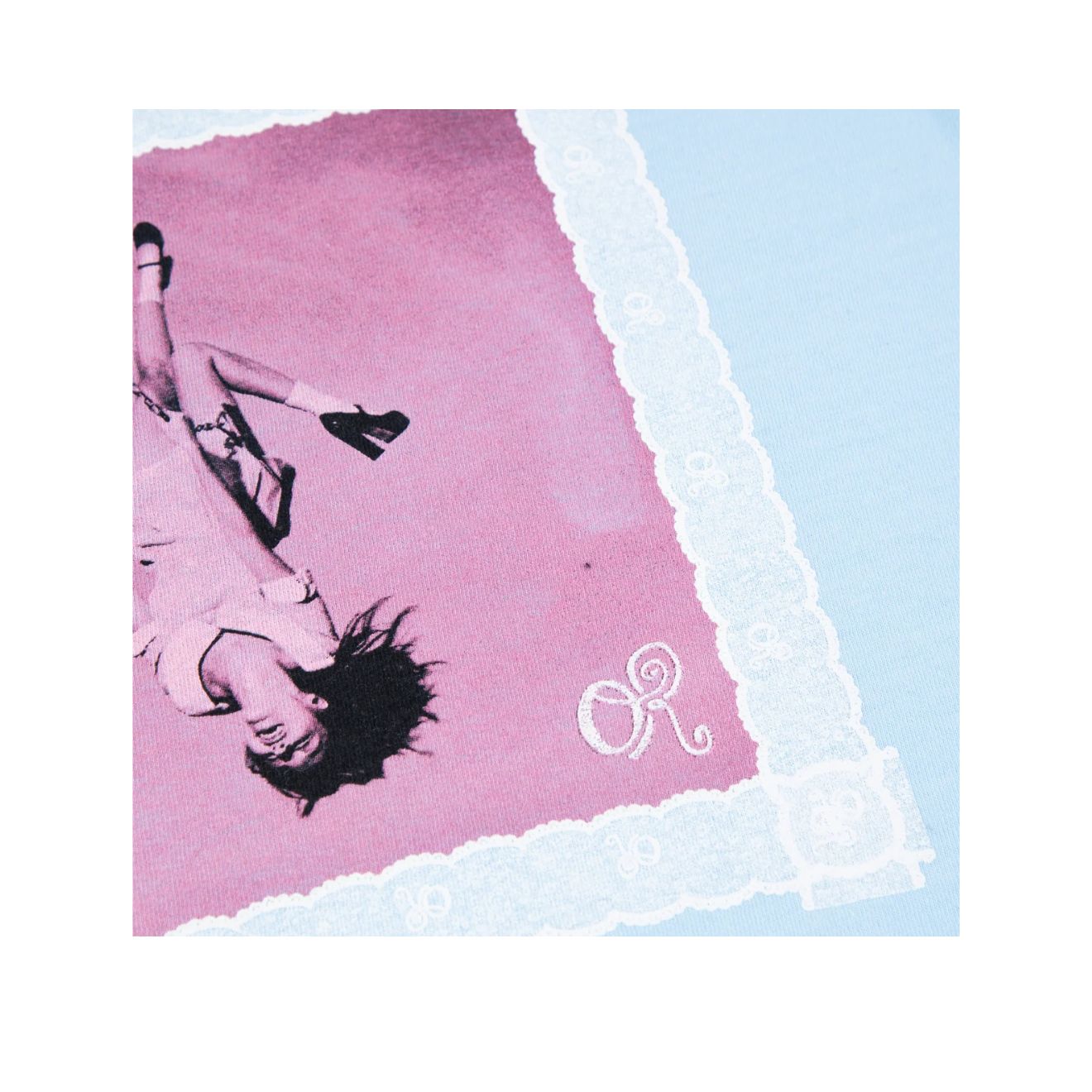 lace album cover oversized blue t-shirt